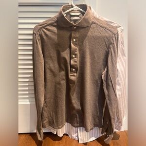 Two brown/light brown dress shirt/pop over from Suit supply